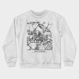 AMSTERDAM NETHERLANDS BLACK CITY STREET MAP ART Crewneck Sweatshirt